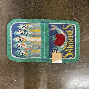 🐟DOORMAT🐟 Sardine Doormat Blue Aqua Tinned Sardines Tin Can Tufted Coir Doormat
